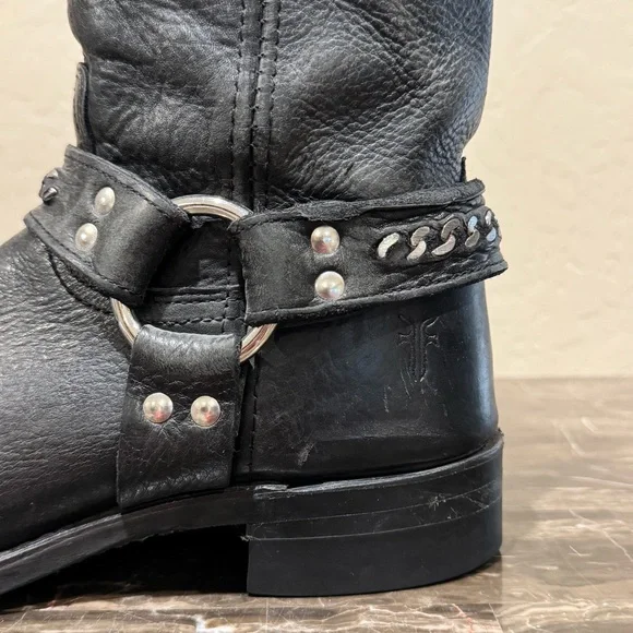 Frye Leather Chain Link Harness Boots - Picture 3 of 12